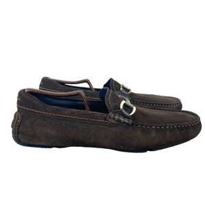 TED BAKER MONNER LOAFER Men 11‎ Brown Suede Driving Shoe Metal Horse Bit Slip On